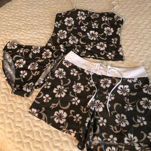 Tankini swimsuit with matching board shorts